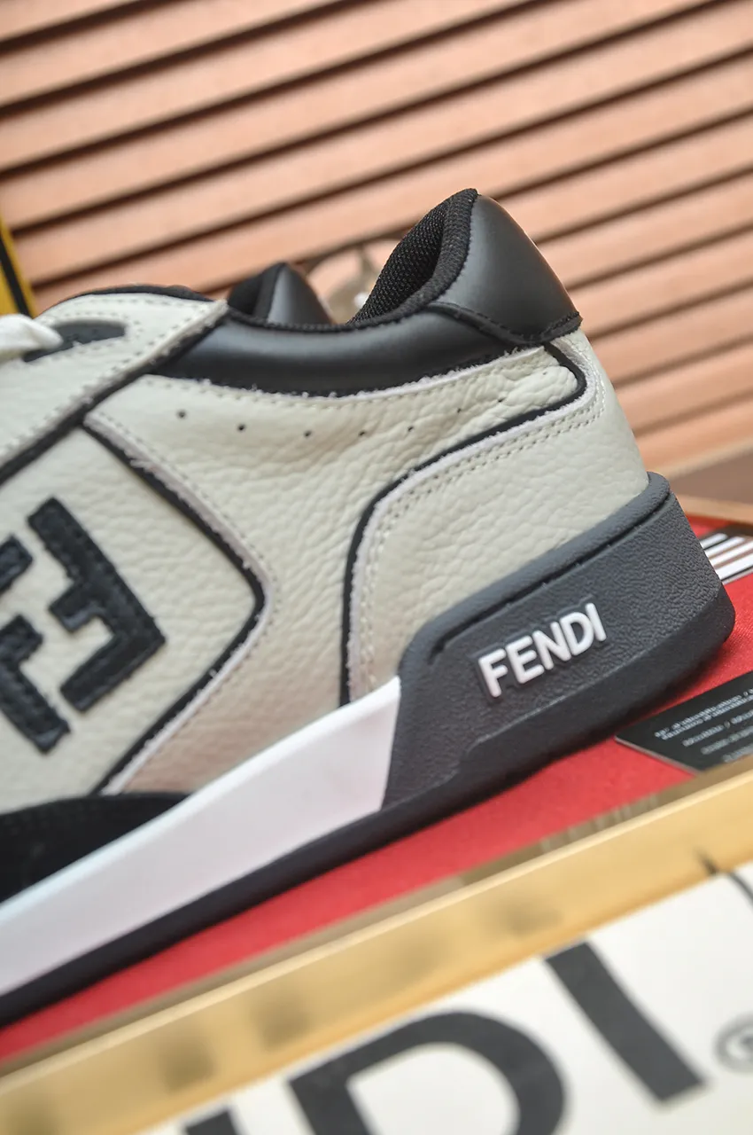 Men's shoes 💰600💶 [Fendi] The latest couple model 🔥 Many 💑 stars have the same style. FD match is a one-to-one replica of the original version. The first fendi match created by designer Kim Jones and Trainer basketball sneakers by Donkey. Material: Original silk leather. Lining: breathable mesh. Packaging: Original 1:1 matching high-end packaging. Size: Female 35-40 Male 38-44 (45 46. Custom-made (no return or exchange)